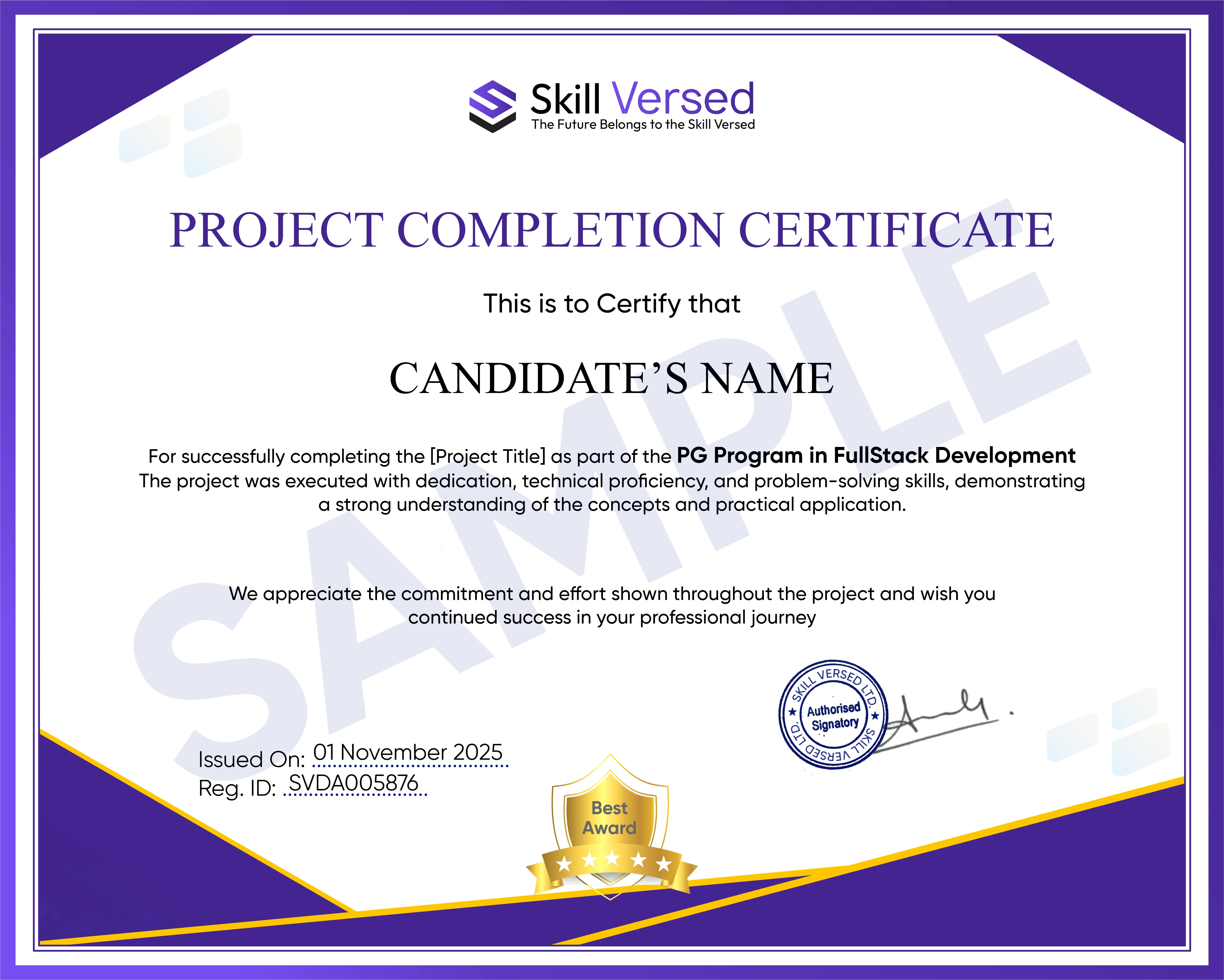 Project Completion Certificate
